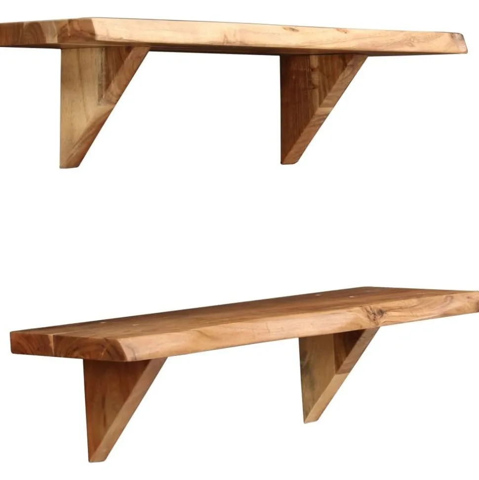 Seinähyllyt 2 kpl 60x20x16 cm kiinteä akaasiapuu
