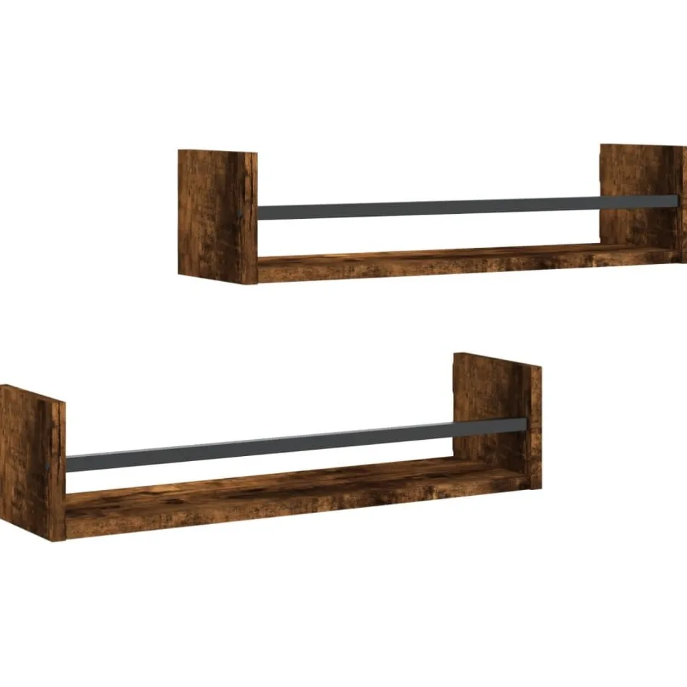 Seinähyllyt tangoilla 2 kpl savutammi 60x16x14 cm (35436)