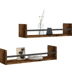 Seinähyllyt tangoilla 2 kpl savutammi 60x16x14 cm (35436)