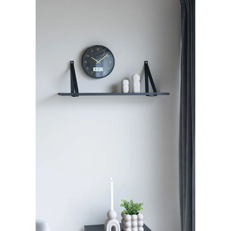 Seinäkello House Nordic Amiens, ø25cm, digitaalinen näyttö, hiljainen käynti, musta