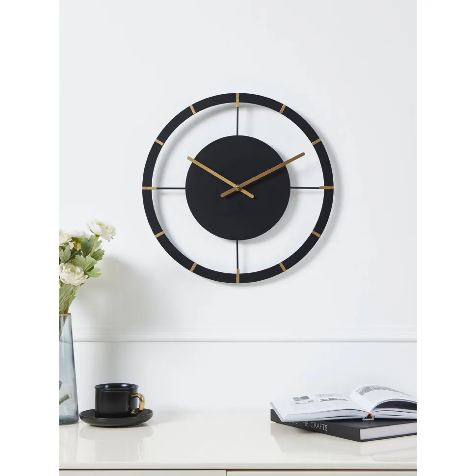 Seinäkello Eglo Living Okazaki, 40cm, musta/messinki