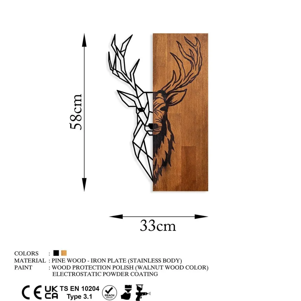 Seinäkoriste Linento Furniture Red Deer 1, ruskea/musta