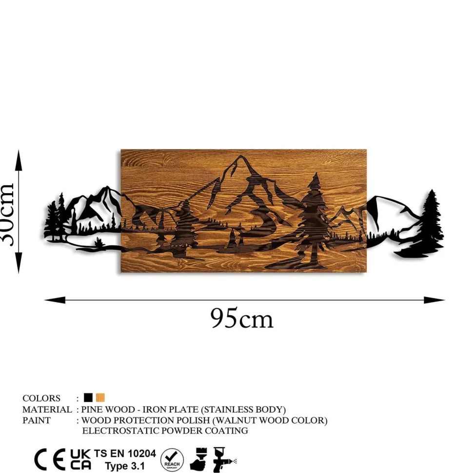 Seinäkoriste Linento Furniture Mountain Range, ruskea/musta