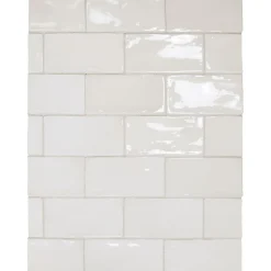 Seinälaatta Pukkila Manacor White kiiltävä strukturoitu 7,5x15 cm