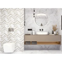 Seinälaatta GoldenTile Marmo Bianco 60x30 cm valkoinen