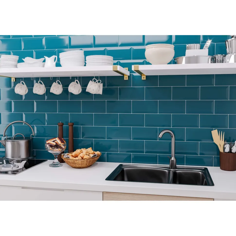 Seinälaatta GoldenTile Metrotiles 10x20 cm sininen