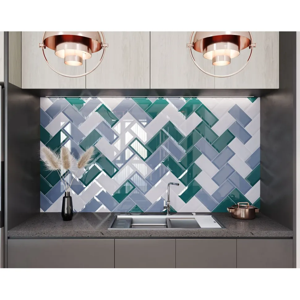 Seinälaatta GoldenTile Metrotiles 10x20 cm turkoosi