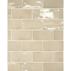 Seinälaatta Pukkila Manacor Beige Argile kiiltävä strukturoitu 7,5x15 cm