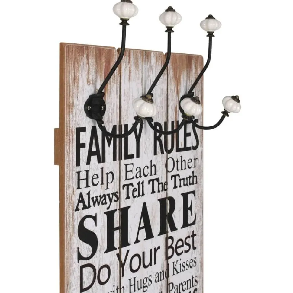 Seinänaulakko 6 koukulla family rules 120x40 cm
