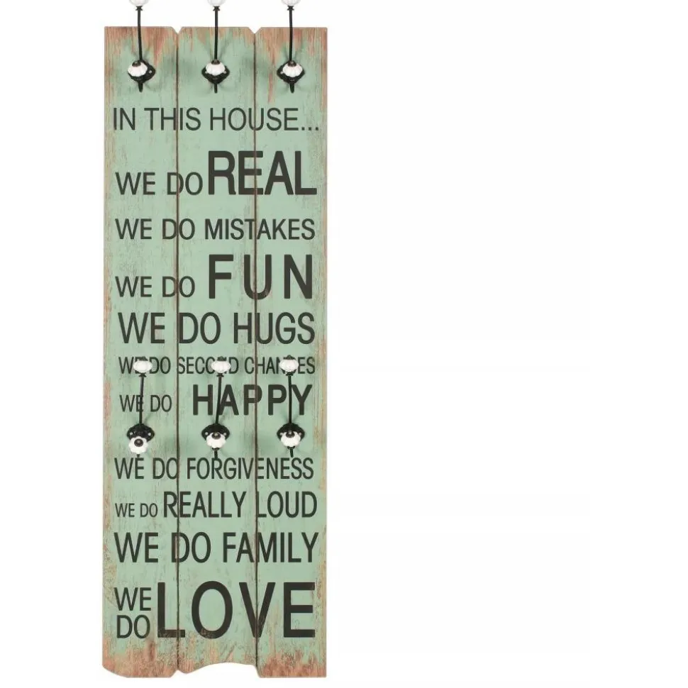 Seinänaulakko 6 koukulla happy love 120x40 cm