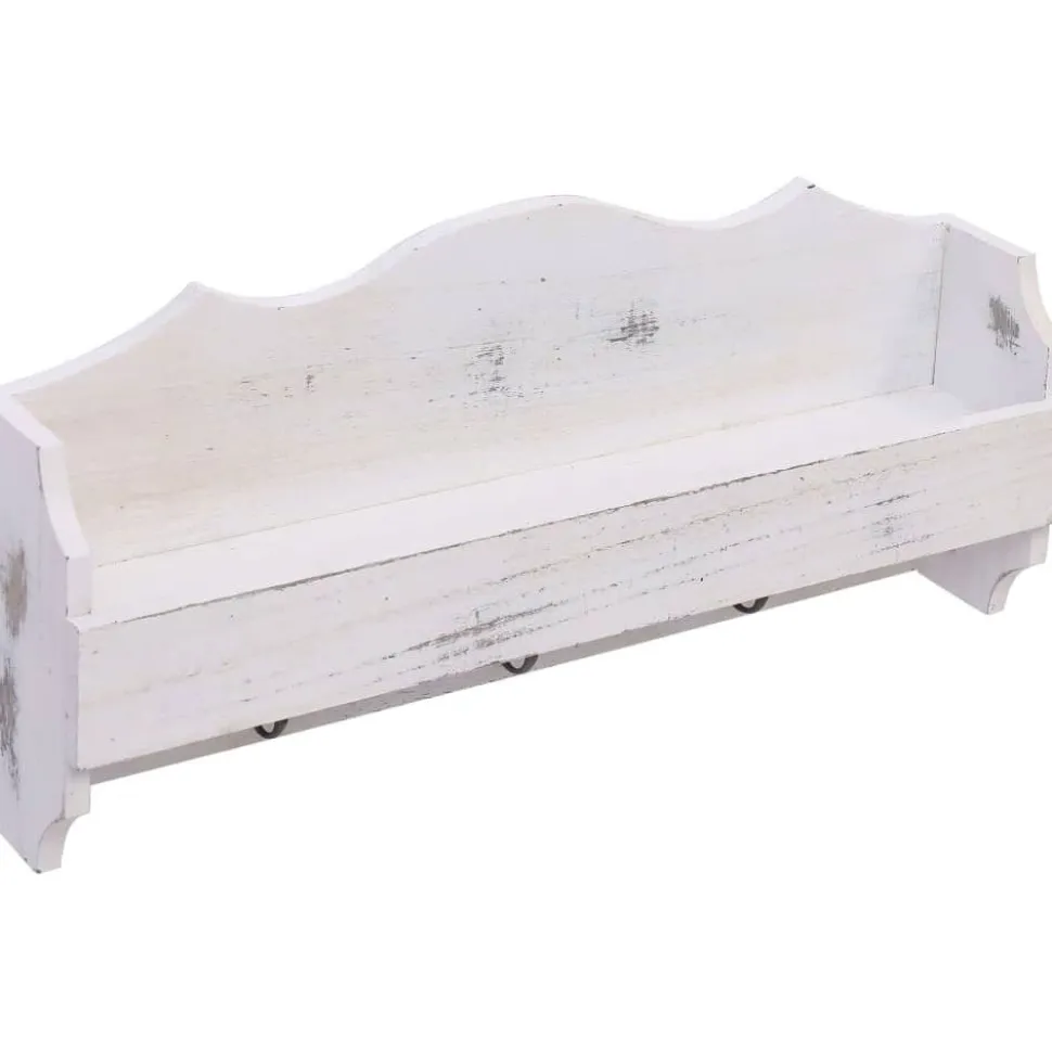 Seinänaulakko, valkoinen, 50x10x23cm, puu