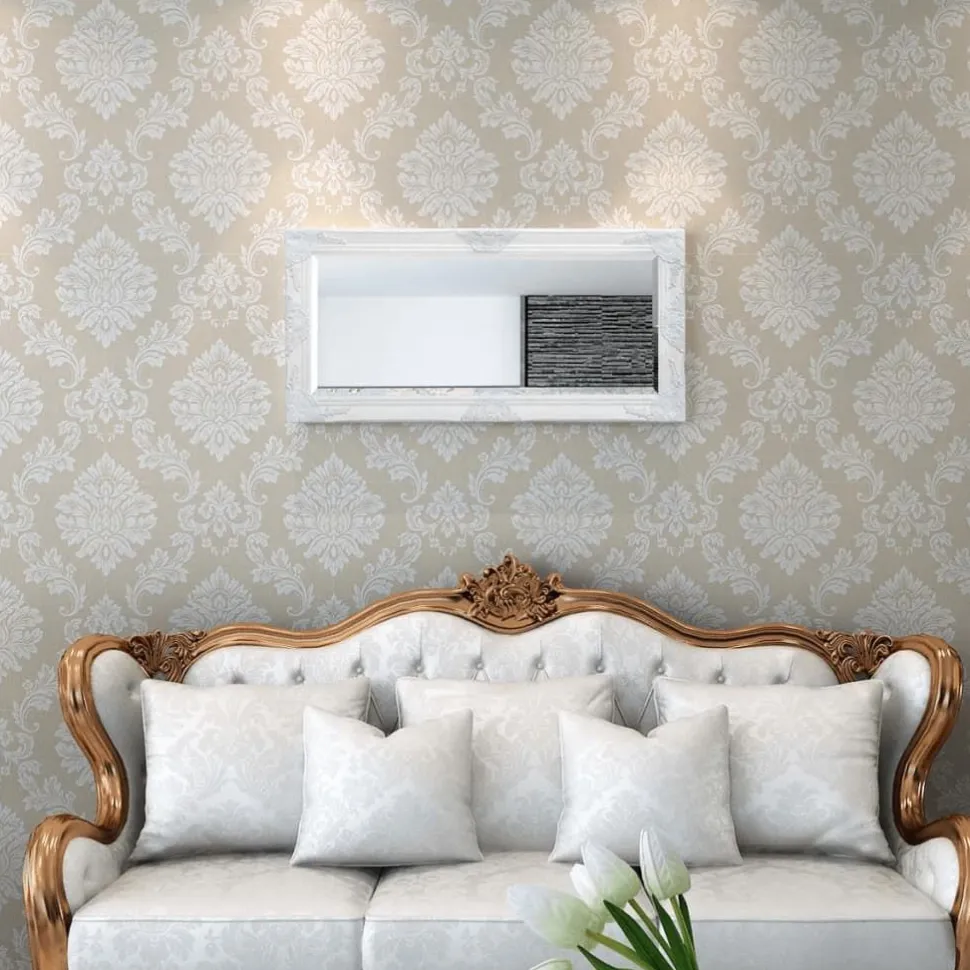 Seinäpeili barokkityylinen 100x50 cm valkoinen