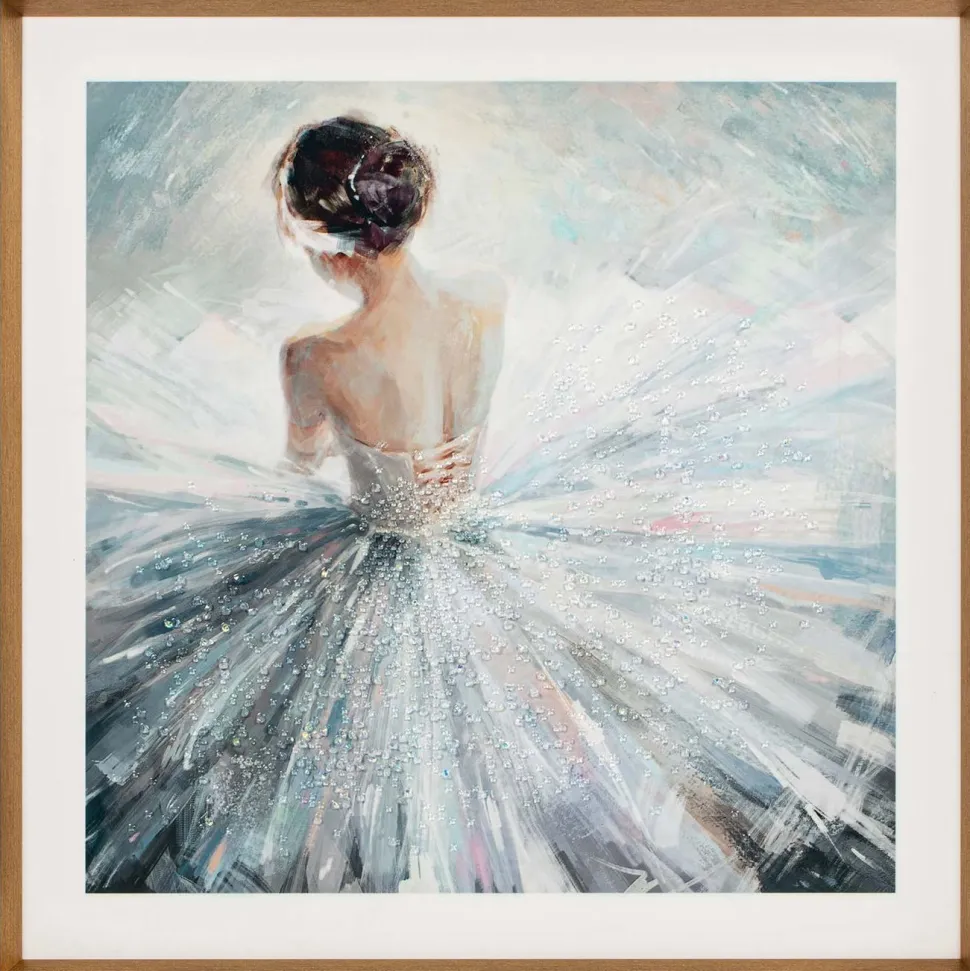 Seinätaulu Home4You 80x80 cm, ballerina ja kristallit, valkoinen