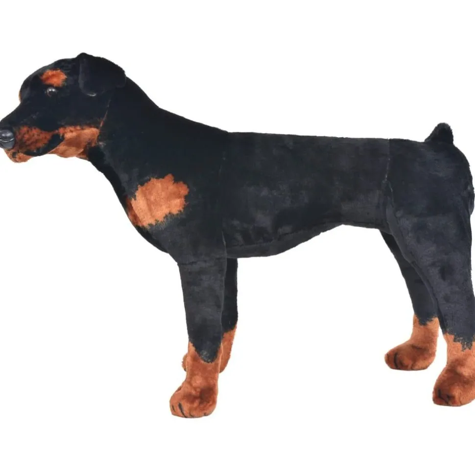 Seisova pehmolelu rottweiler musta ja valkoinen XXL