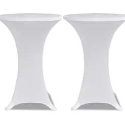 Seisovan pöydän päällyste 80 cm valkoinen stretch 2 kpl