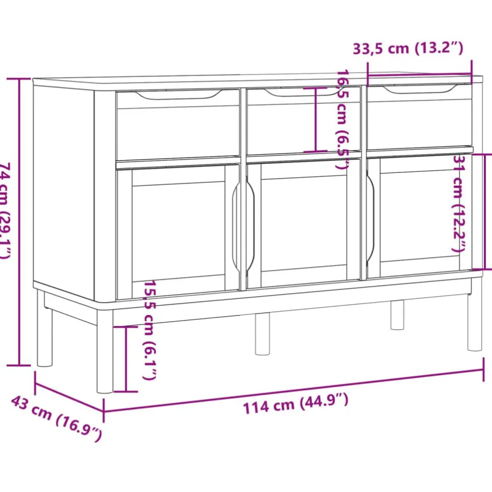 Senkki FLORO valkoinen 114x43x74 cm täysi mänty (74024)