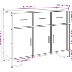 Senkki harmaa Sonoma 97x32,5x74,5 cm tekninen puu (48562)