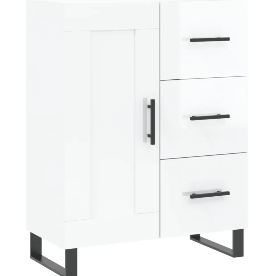 Senkki korkeakiilto valkoinen 69,5x34x90 cm tekninen puu (30286)