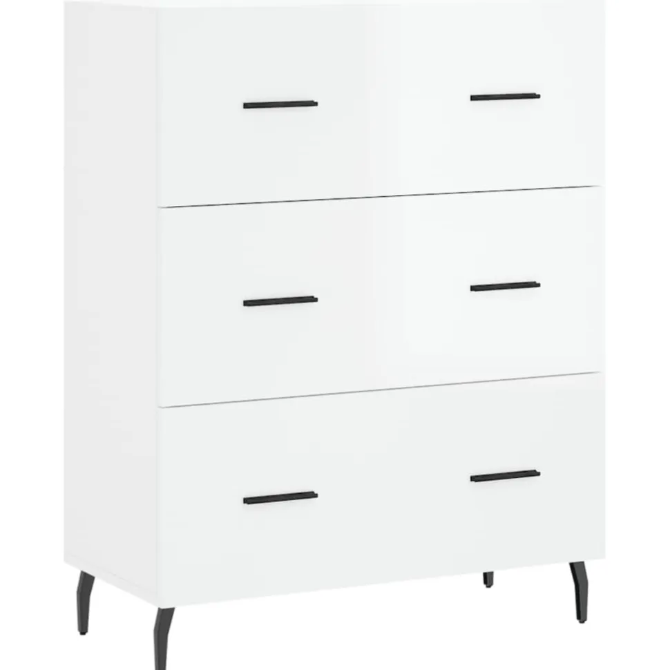 Senkki korkeakiilto valkoinen 69,5x34x90 cm tekninen puu (27870)