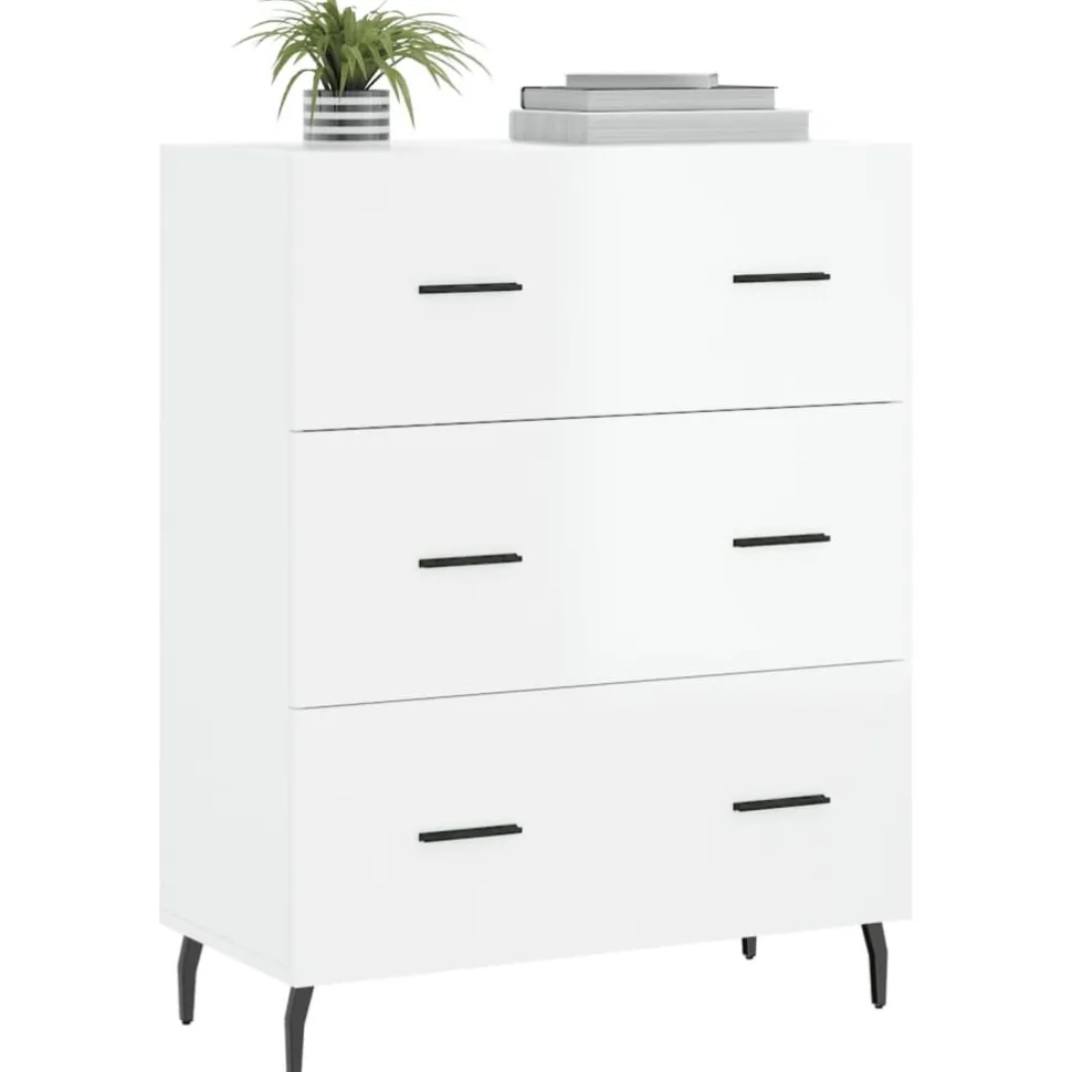Senkki korkeakiilto valkoinen 69,5x34x90 cm tekninen puu (27870)