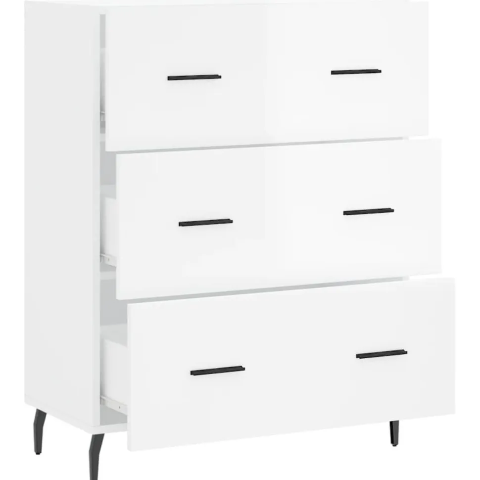 Senkki korkeakiilto valkoinen 69,5x34x90 cm tekninen puu (27870)