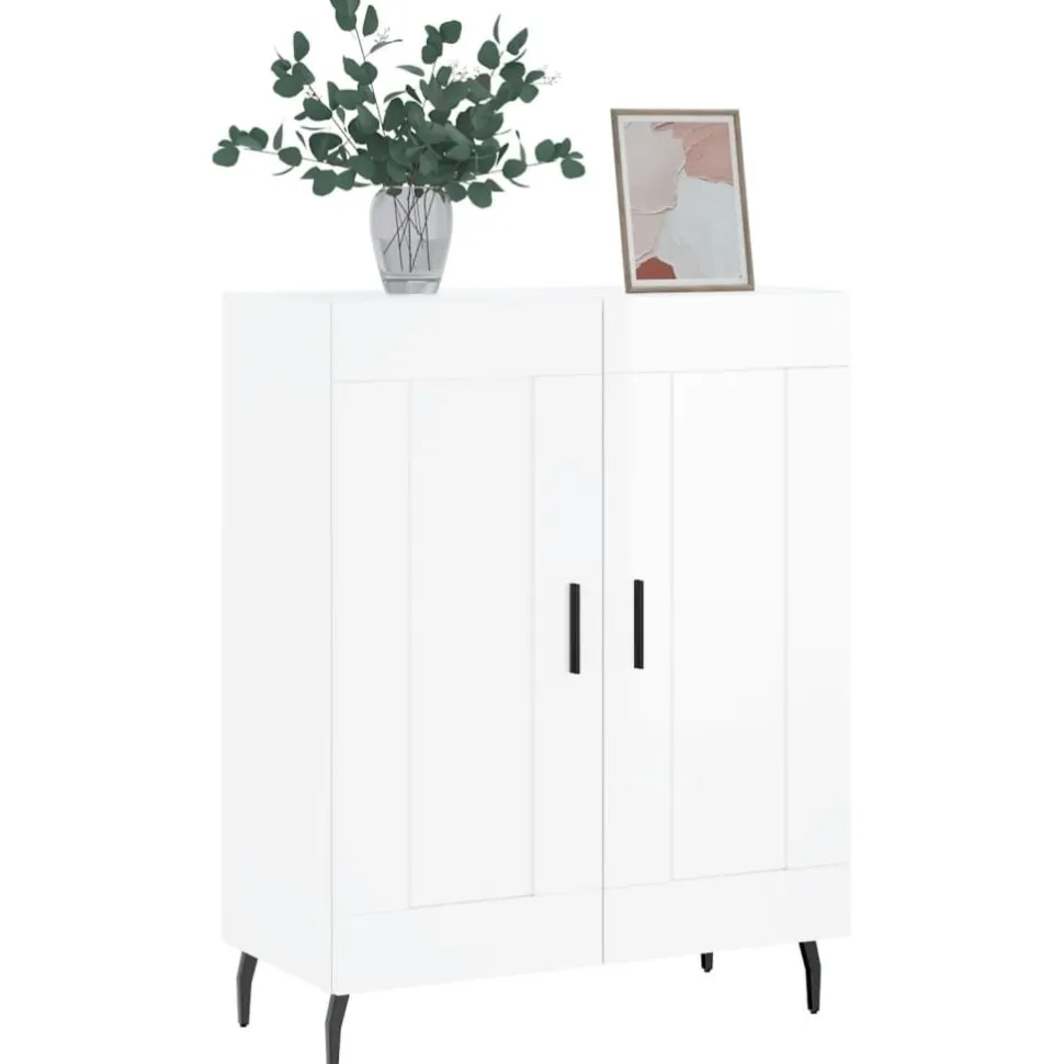 Senkki korkeakiilto valkoinen 69,5x34x90 cm tekninen puu (30214)