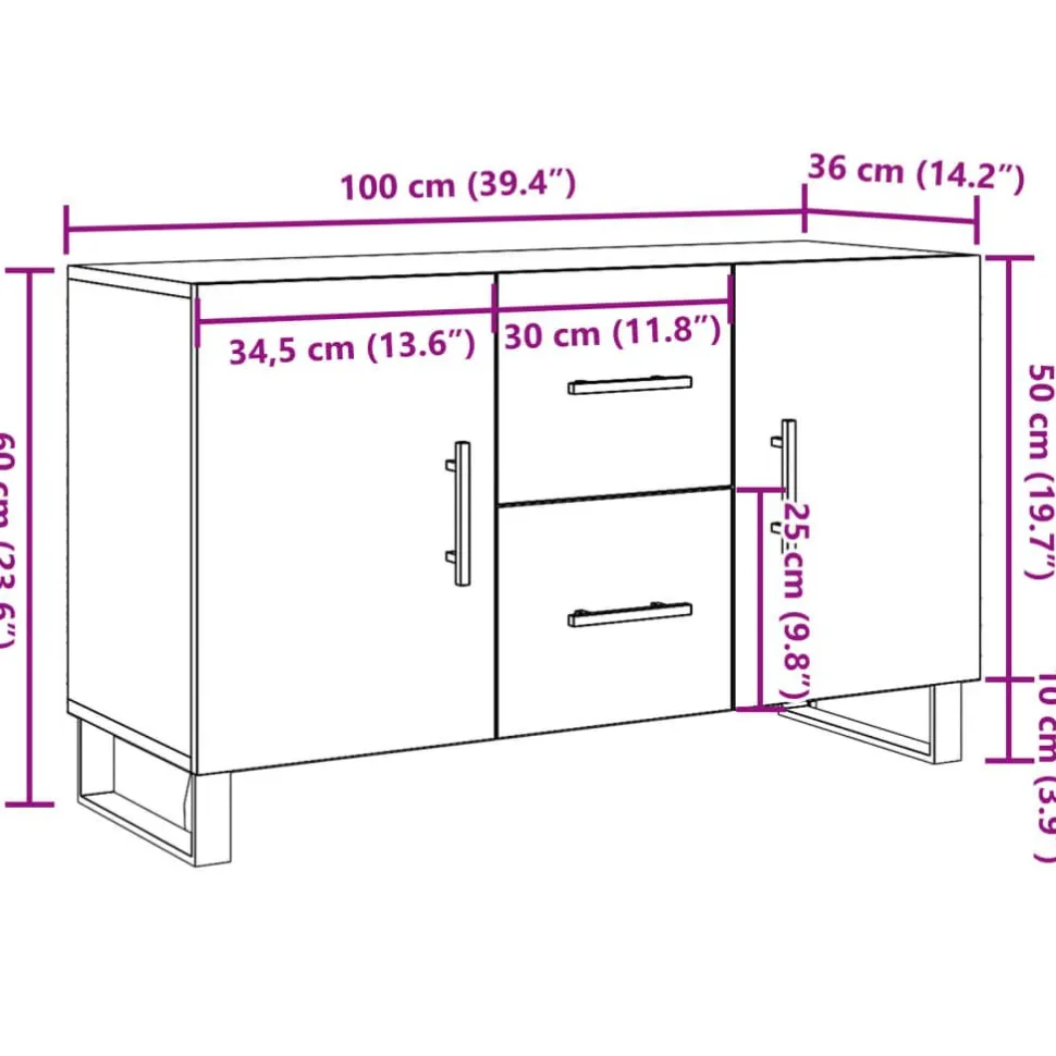 Senkki käsityöläinen tammi 100x36x60 cm tekninen puu (57325)