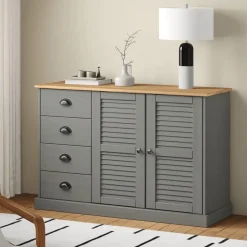 Senkki laatikoilla VIGO 113x40x75 cm harmaa täysi mänty (53189)