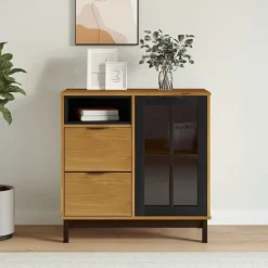 Senkki lasiovella FLAM 80x40x80 cm täysi mänty (57826)