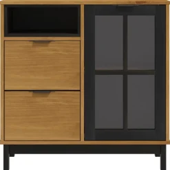 Senkki lasiovella FLAM 80x40x80 cm täysi mänty (57826)