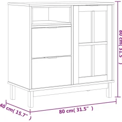 Senkki lasiovella FLAM 80x40x80 cm täysi mänty (57826)