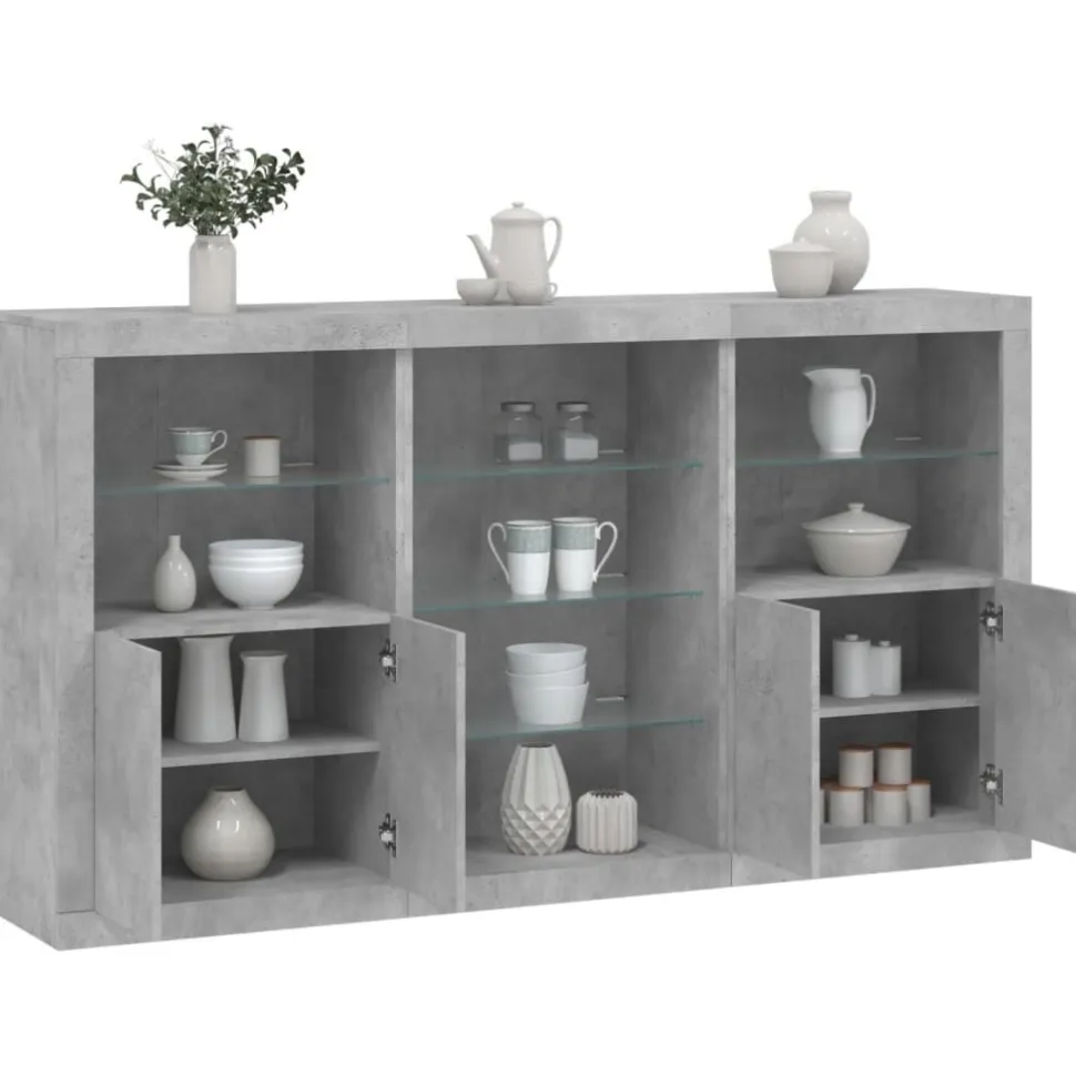 Senkki LED-valoilla betoninharmaa 181,5x37x100 cm (09180)