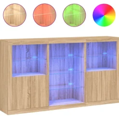 Senkki LED-valoilla Sonoma-tammi 181,5x37x100 cm (09179)