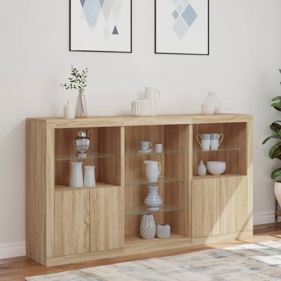 Senkki LED-valoilla Sonoma-tammi 181,5x37x100 cm (09179)
