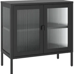 Senkki musta 70x35x70 cm lasi ja teräs (53001)