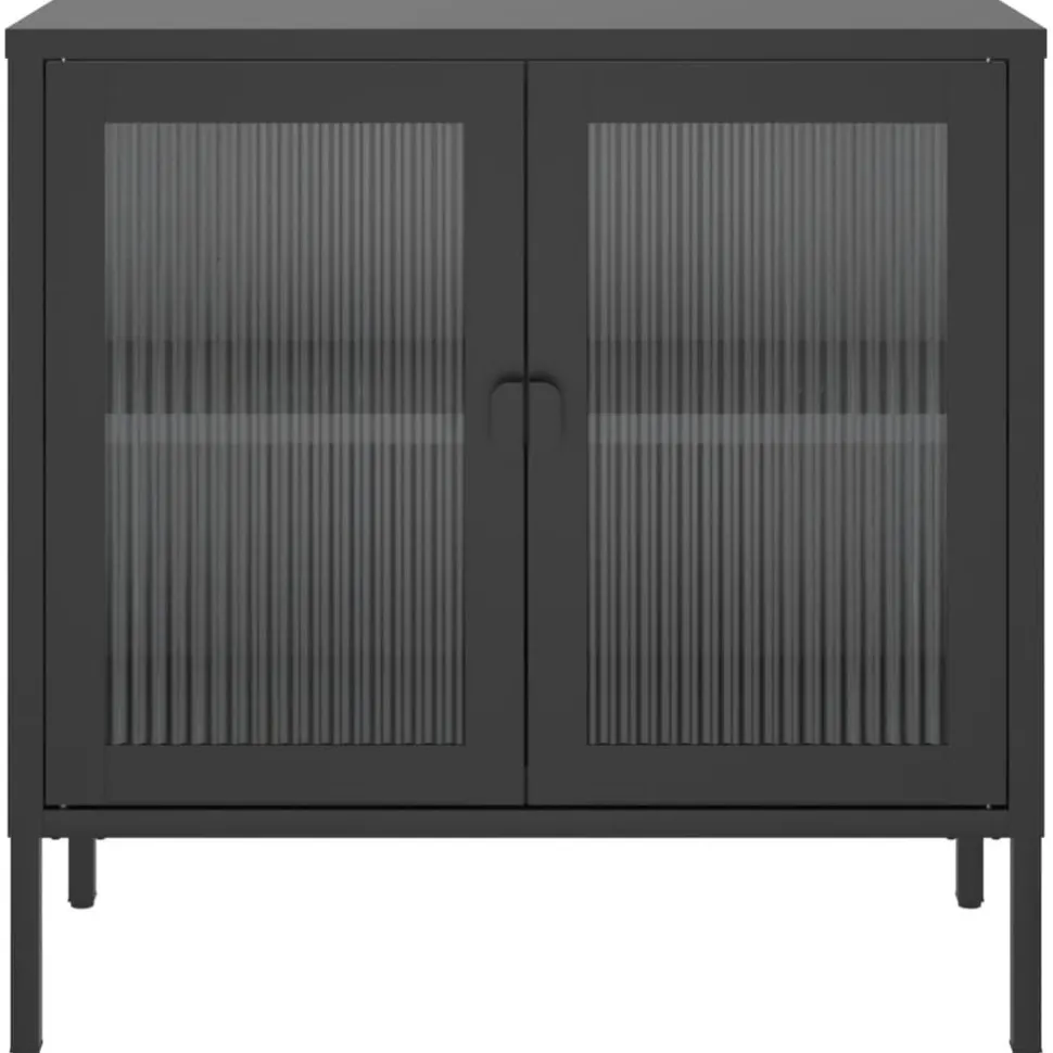 Senkki musta 70x35x70 cm lasi ja teräs (53001)