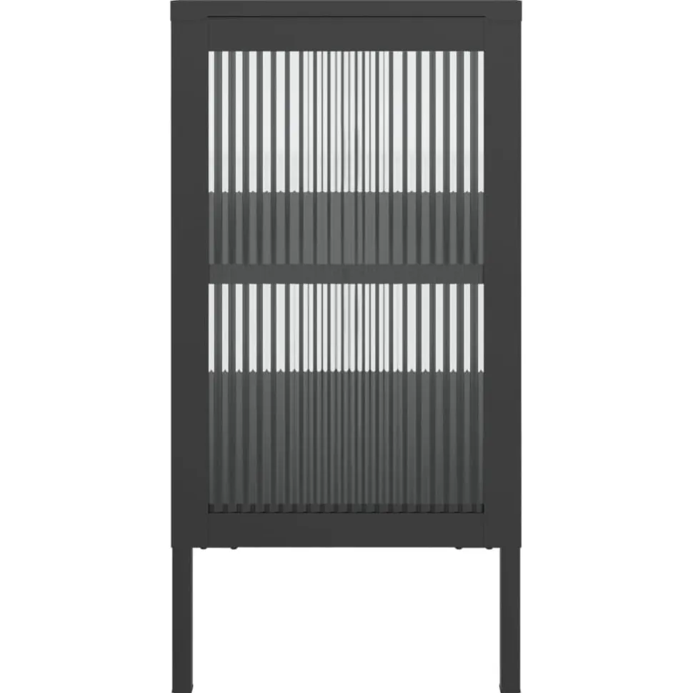 Senkki musta 70x35x70 cm lasi ja teräs (53001)