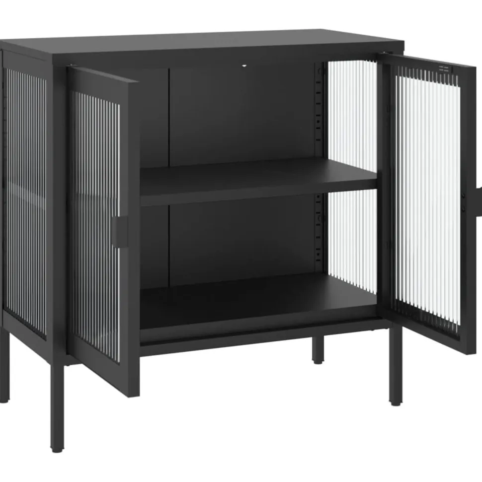 Senkki musta 70x35x70 cm lasi ja teräs (53001)