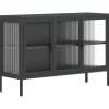 Senkki musta 105x35x70 cm lasi ja teräs (53002)