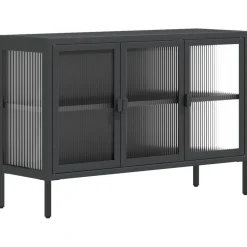 Senkki musta 105x35x70 cm lasi ja teräs (53002)