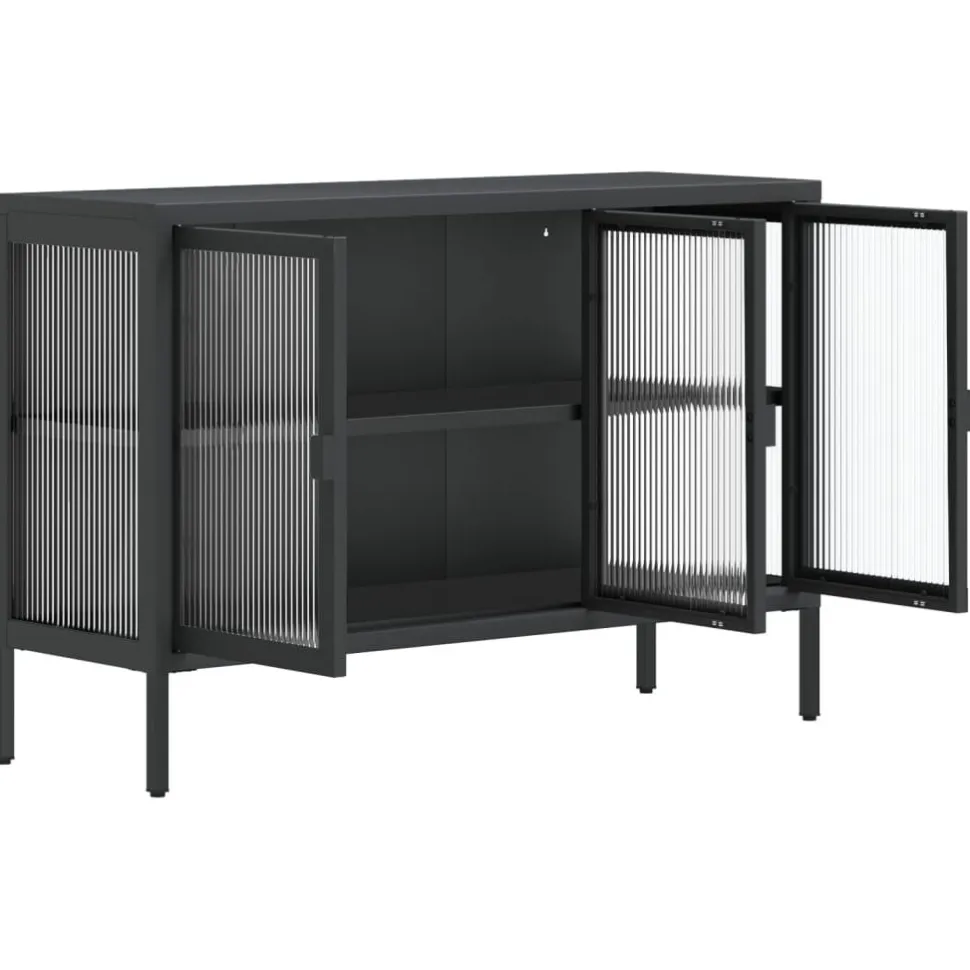 Senkki musta 105x35x70 cm lasi ja teräs (53002)