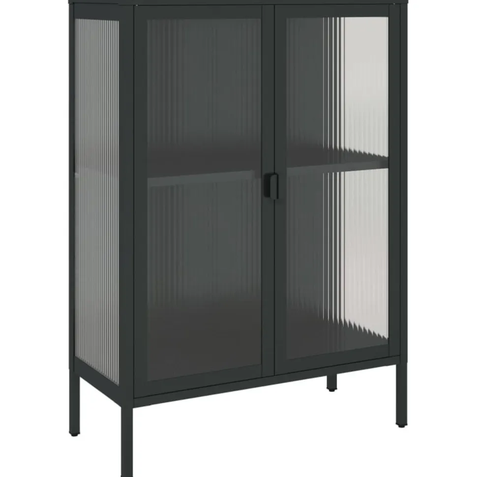 Senkki musta 75x35x105 cm lasi ja teräs (53003)