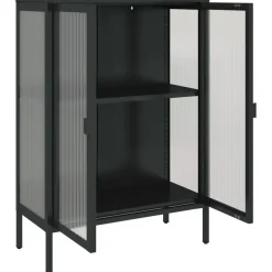 Senkki musta 75x35x105 cm lasi ja teräs (53003)