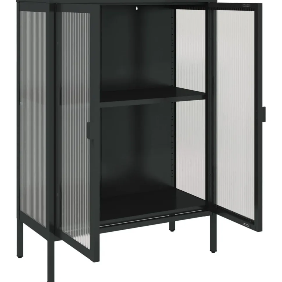 Senkki musta 75x35x105 cm lasi ja teräs (53003)