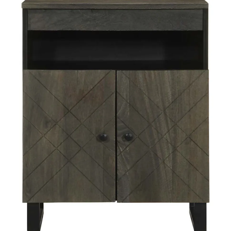 Senkki musta 60x33x75 cm massiivipuu mango (17709)