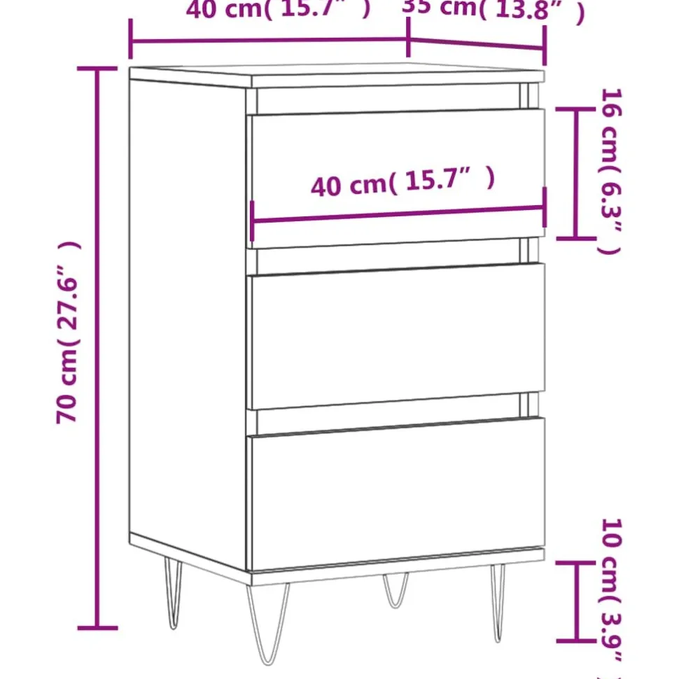 Senkki musta 40x35x70 cm tekninen puu (31093)