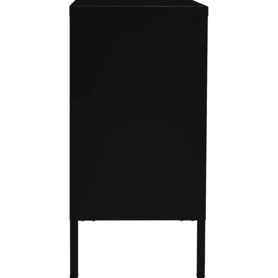 Senkki musta 75x35x70 cm teräs ja karkaistu lasi (36073)