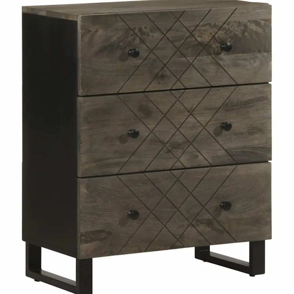 Senkki musta 60x33x75 cm täysi mangopuu (17687)