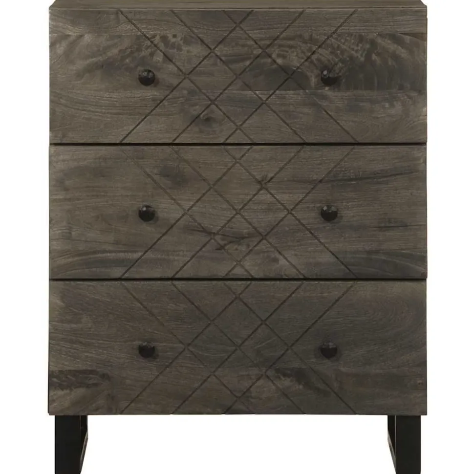 Senkki musta 60x33x75 cm täysi mangopuu (17687)