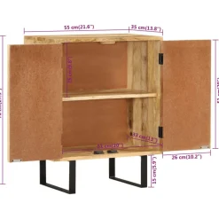 Senkki 2 ovella 55x35x70 cm täysi mangopuu (54983)